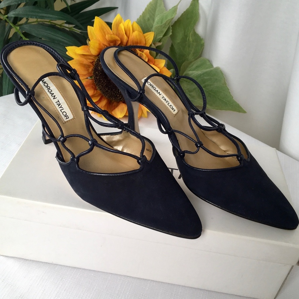 Morgan Taylor Slingback Blue Suede Heels